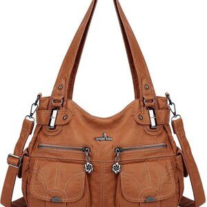 Purses and Women Tote Shoulder Top Handle Satchel Hobo Bags Fashion Washed Leath